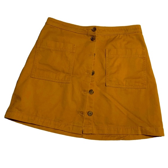Old Navy mini button front skirt, mustard brown, Size 8 - Picture 2 of 7